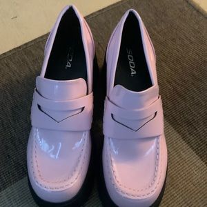 New! Platform pink loafers. Size 10.
